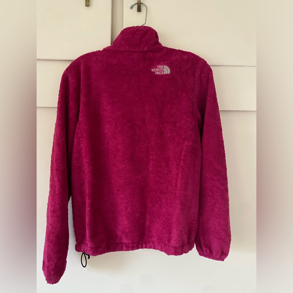The North Face Womens Jacket Pink Full Zip Fleece Logo Zip Pockets Casual